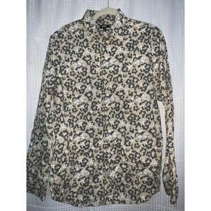 Express Shirt Men M Slim 1MX Fit Long Sleeve Floral Stretch Cotton Spandex